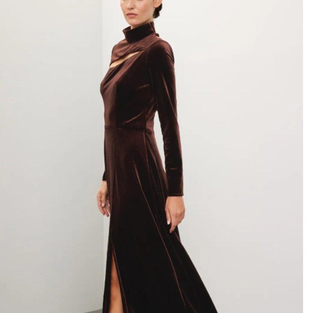 GORGEOUS Rene Ruiz Collection Velvet Midi Dress Brown Size 2